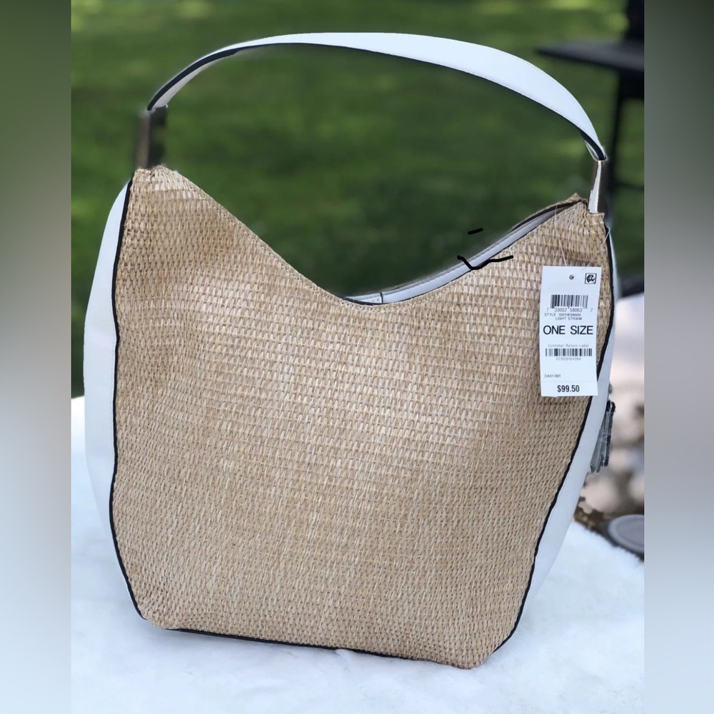 June 7th train π giveaway Alfani Tan and White Shoulder Bag with Textured Design - Picture 6 of 11